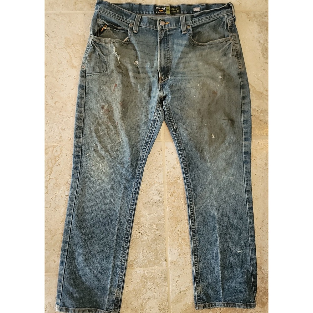 Ariat Rebar M5 Straight Leg Jeans Men's 38x32 Distressed destroyed comfortable